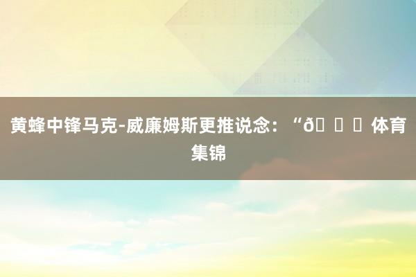 黄蜂中锋马克-威廉姆斯更推说念：“🙂体育集锦