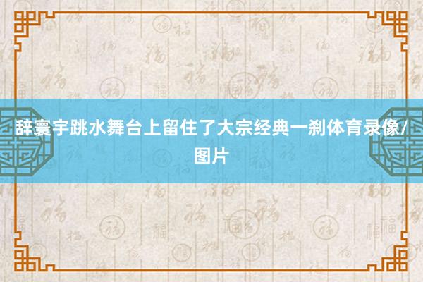 辞寰宇跳水舞台上留住了大宗经典一刹体育录像/图片