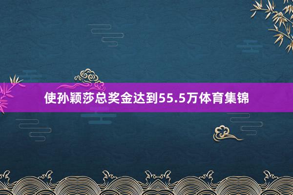 使孙颖莎总奖金达到55.5万体育集锦
